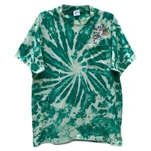Disney Donald Duck Green Spiral Tie Dye VTG Single Stitch Pocket T-Shirt Mens XL